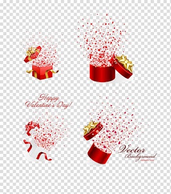 Gift Valentines Day Euclidean Heart, Red box transparent background PNG clipart