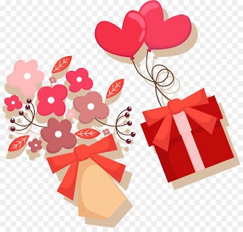 Gift Valentines Day Flat design - Gift flowers PNG vector material 