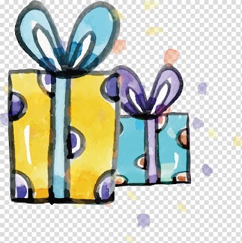 Gift Watercolor painting, Watercolor gift box design transparent background PNG clipart