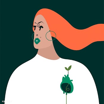 Ginger woman character with a green heart ill.. | Free stock vector - 462154