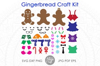 Gingerbread man SVG kit, Christmas paper crafts, clip art