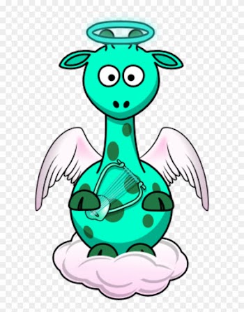 Giraffe Angle Wings Cloud Holding A Harp - Cartoon Giraffe