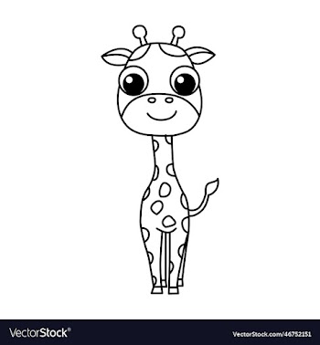 giraffe cartoon coloring page for kids