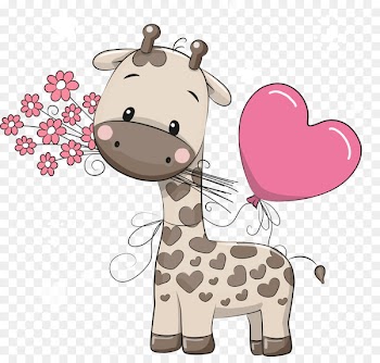 Giraffe Cartoon Cuteness Illustration - Giraffe and heart-shaped vector 