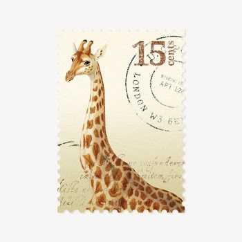 Giraffe ephemera post stamp collage | Free PSD - rawpixel