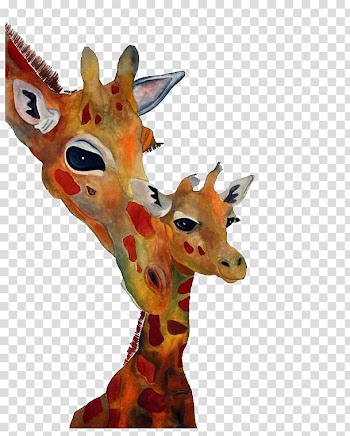 Giraffe Hippopotamus Christmas Watercolor painting Illustration, giraffe transparent background PNG clipart