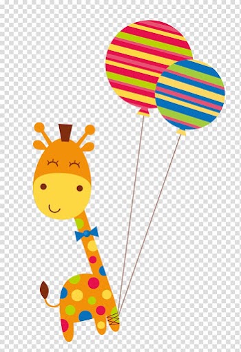 Giraffe holding balloon , Giraffe Cartoon, Cartoon Giraffe transparent background PNG clipart