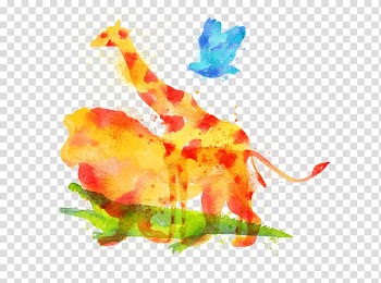 Giraffe Lion Watercolor painting Drawing, Drawing lion transparent background PNG clipart