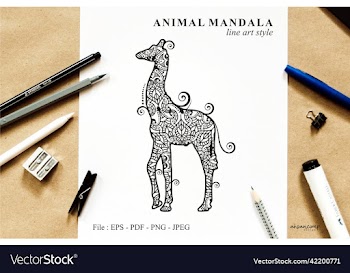 giraffe mandala line art style boho style