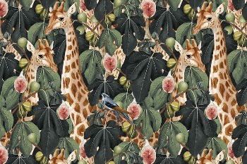 Giraffe pattern background psd in the jungle | Free PSD - rawpixel