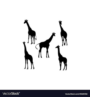 giraffe set silhouette icon logo