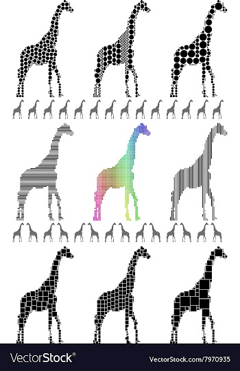 Giraffe Silhouette Set vector image