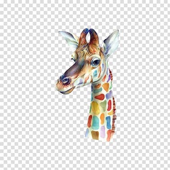 Giraffe Watercolor painting Canvas Printmaking, Color giraffe transparent background PNG clipart
