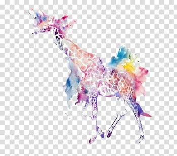 Giraffe Watercolor painting Illustration, Painted Giraffe transparent background PNG clipart
