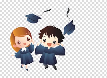 Girl and boy graduates sticker, Creative People,student,Cartoon transparent background PNG clipart