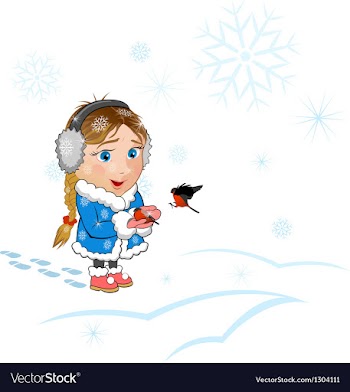  					Girl and bullfinches vector image														