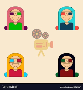 Girl at movie Collection in vector image