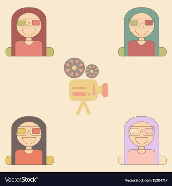 Girl at movie collection in vector image