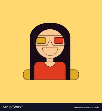 Girl at movie in flat style vector image