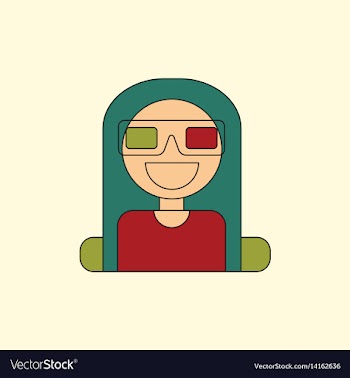 Girl at movie in flat style vector image