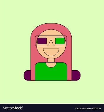 Girl at movie in flat style vector image