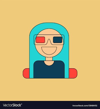 Girl at movie in flat style vector image