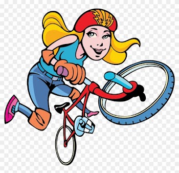 Girl Biking Team Cartoon