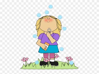 Girl Blowing Bubbles Clipart