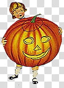 Girl carrying pumpkin illustration transparent background PNG clipart