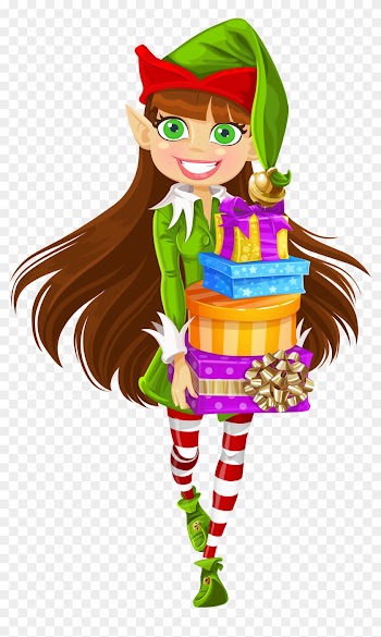 Girl Christmas Elves Clipart - Girl Elf