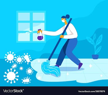 girl cleaning house concept
