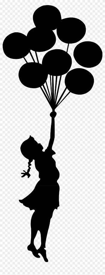 Girl Dancing With Umbrella Silhouette - Banksy Floating Balloon Girl Wall Stickers