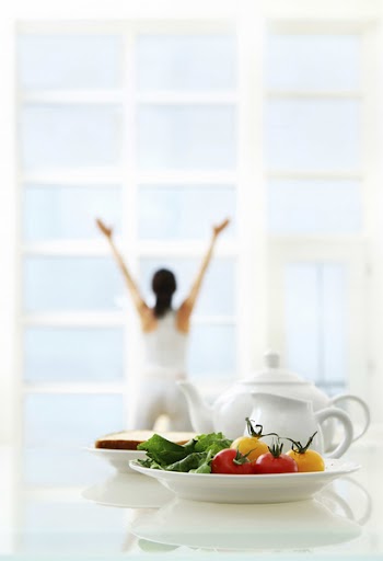 Girl do exercise in the morning