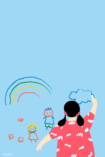 Girl drawing on a board at home during the coronavirus pandemic vector | Free  vector - 2310408