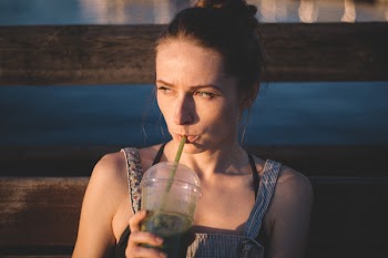 Girl drinking smoothie