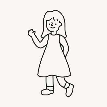 Girl hand drawn clipart,  | Free PSD Illustration - rawpixel