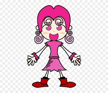 Girl, Happy, People, Pink, Pinky, Smile - Pink Girl Cartoon Art Shower Curtain