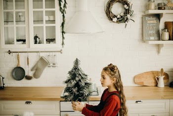 Girl Holding A Little Christmas Tree Decor