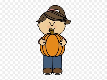 Girl Holding A Pumpkin - Girl Pumpkin Clipart