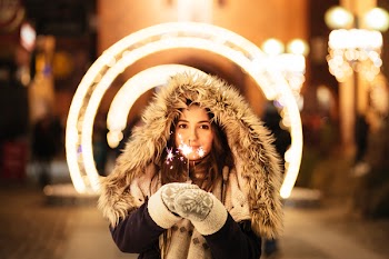 Girl holding a sparkler