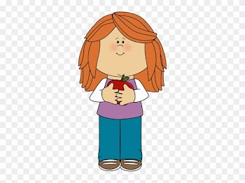 Girl Holding An Apple - Girl Playing With Doll Clipart