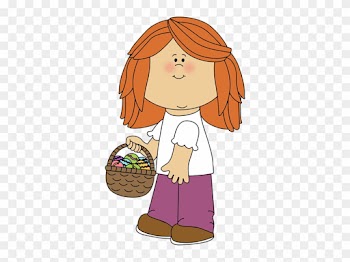 Girl Holding An Easter Basket - Girl With Basket Png