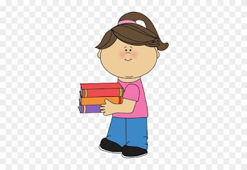 Girl Holding Books - Scared Girl Clipart