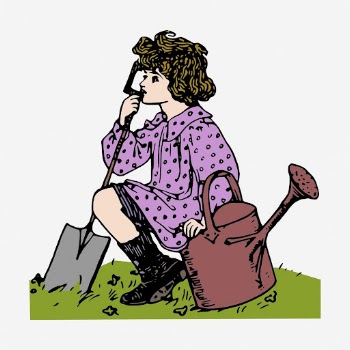 Girl holding shovel and watering | Free Vector - rawpixel