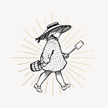 Girl holding shovel drawing, summer | Free Photo Illustration - rawpixel