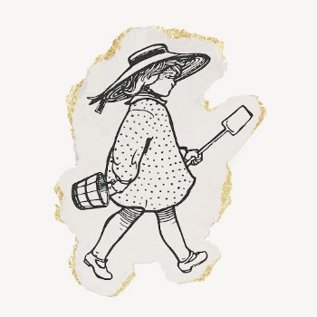 Girl holding shovel drawing, torn | Free Photo Illustration - rawpixel