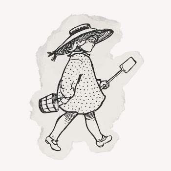 Girl holding shovel ripped paper | Free Vector Illustration - rawpixel