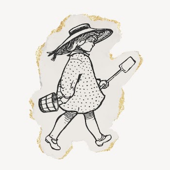 Girl holding shovel ripped paper | Free Vector Illustration - rawpixel
