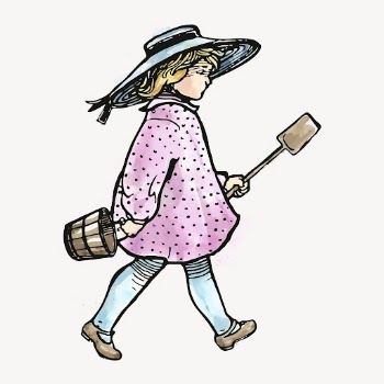 Girl holding shovel watercolor sticker, | Free Vector Illustration - rawpixel