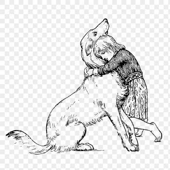 Girl hugging dog png clipart, | Free PNG - rawpixel